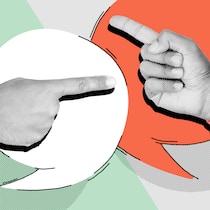 Muss ich dem Chef blind gehorchen? Zwei Männer erheben ihre Hand zu einer mahnende Geste. Im Job dürfen Vorgesetzte etwa verlangen, wie die Arbeit zu erledigen ist, sie dürfen jedoch nicht alles von Gesetzes wegen bestimmen. So ist das Weisungsrecht in der Schweiz rechtlich geregelt