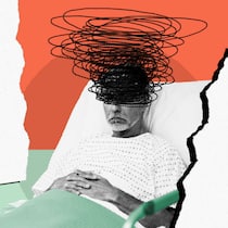 Krankheit schützt vor Kündigung nicht Ein Patient liegt auf einem Spitalbett, auf und über seinem Kopf sind wilde eliptische Formen mit einem Stift gemalt. Wenn Arbeitnehmende wegen einer Krankheit oder aufgrund eines Unfalls länger ausfallen, kann ihnen gekündigt werden. Das sind ihre Rechte bei einer längeren Arbeitsunfähigkeit.