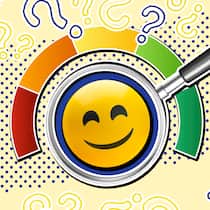 Wie gerecht ist die Schweiz? Smiley in einer Skala - Um aufzuzeigen, wie gerecht Schweizerinnen und Schweizer ihr Land wahrnehmen, lanciert der Beobachter den Gerechtigkeitsbarometer. Nehmen Sie an der Online-Befragung teil