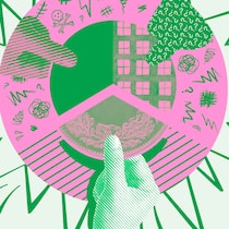 So gibts beim Erben keinen Streit Ein dreigeteilter Kreis mit drei Händen daran vor grünem Hintergrund. 6 Tipps, wie man Streit beim Erben verhindert.