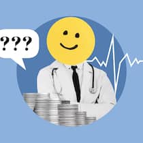 Diskreten Nebengeschäften von Ärzten droht das Aus Smiley in Arztkittel mit Geld - Ärztinnen und Spitäler sollen künftig geschäftliche Verbandelungen mit der Pharmaindustrie und mit Medizinprodukte-Herstellern offenlegen. Das sieht ein Gesetzesentwurf vor