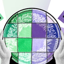 Warum ein faires Erbe gute Planung braucht Zwei Hände halten eine übergrosse Münze, die mehrfach unterteilt ist. Links daneben steht ein Mann, rechts eine Frau. Wie man Kinder einer Patchworkfamilie gleich begünstigt im Testament.