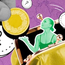 Sozialhilfe berechnen – wie viel steht mir zu? Eine Frau in einem Portemonnaie bekommt von einer übergrossen Hand eine Münze. Wie man Sozialhilfe richtig berechnet.