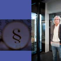 «Dieses Mass an Macht wollten wir nie» Collage aus Getty Bild 30872527 Paragraphs under loupe und Portrait vom St. Galler Staatsanwalt Christoph Ill am Mittwoch (16.04.2025) in der Staatsanwaltschaft St. Gallen. Foto: Stephan Bösch für das Interview zum Fehlbefehl 2025.