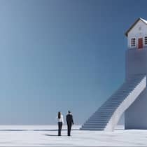 Banken und Politik lassen für viele den Eigenheim-Traum platzen Mann und Frau vor abgesperrtem Haus - 93 Prozent der Haushalte können sich kein Wohneigentum mehr leisten. Schuld sind knallharte Finanzierungsregeln und die Fehler der Raumplanung