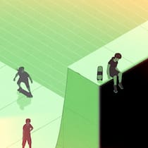 «Ich bekomme ja eh nie eine Rente» Illustration: Skateboarder - Viele Junge fokussieren heute auf die nahe Zukunft – alles andere ist ihnen zu unsicher. Jugendforscher Sandro Cattacin weiss, warum.