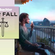 Freispruch nach Feuer: Wer zahlt 200’000 Franken Sachschaden? Podcast-Logo mit Illustration eines rauchenden Mannes - Er raucht eine Zigarette in der Morgensonne. Eine Stunde später muss die Feuerwehr ausrücken, der Schaden ist riesig. Es folgt ein Rechtsstreit, der im finanziellen Ruin zu enden droht. Hören Sie die Hintergründe zu diesem Fall im Podcast