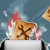 Gerät kaputt – gibt es ein neues? In einem Toaster ist ein Toastbrot steckengeblieben, auf dem eine Art Wartungssymbol eingebrannt ist. Geht ein gekauftes Gerät kaputt, legen die Anbieter selber fest, was bezüglich Reparatur, Ersatz oder Rückerstattung gilt. Der Beobachter hat bei verschiedensten Shops nachgefragt.