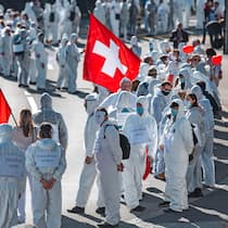 Die Welt der Corona-Skeptiker Demonstration gegen die Corona-Massnahmen am 20. Februar 2021 in Wohlen