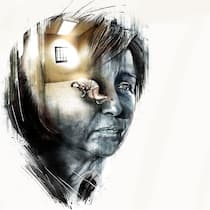 Ein Leben im Isolierzimmer Eine Grafik, die Maria zeigt, wie sie in ihrer Zelle liegt, darüber ihre Mutter.