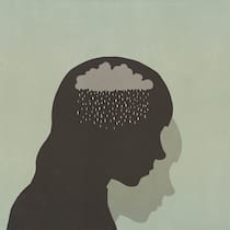 So übernimmt die Krankenkasse die Kosten Ihrer Psychotherapie Eine Silhouette eines Kopfes, in dem es aus einer Wolke regnet - Wer eine psychotherapeutische Beratung benötigt, sollte diese durch eine Hausärztin anordnen lassen. Das gilt in der Schweiz, damit die Krankenkasse die Kosten für die Psychotherapie übernimmt.