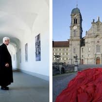 Zwischen Gott und der Welt Pater Lorenz; rechts: Kloster Einsiedeln, Welttheater 2007