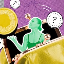 Sozialhilfe berechnen – wie viel steht mir zu? Eine Frau in einem Portemonnaie bekommt von einer übergrossen Hand eine Münze. Wie man Sozialhilfe richtig berechnet.
