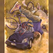 Der Knall, der alles veränderte Illustration: Velofahrer wird von Auto angefahren