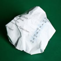 Die stille Revolution in der Schule Zerknülltes Zeugnis mit teils ungenügenden Noten