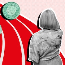 So geht die Rechnung für Frühpensionierte auf Illustration: Frau auf Rennbahn mit Münzen - Kündigt eine Firma seinen Angestellten, werden oft auch Frühpensionierungen durchgesetzt. Doch welche Optionen haben Betroffene, die gern noch weiterarbeiten würden