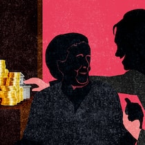 Zu viel Nähe kann verdächtig sein Illustration eines Paares: Erbschleicherin