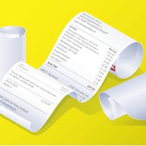 Was soll man mit Quittungen machen? Auf einer illustrierten Quittung stehen diverse Einkäufe.