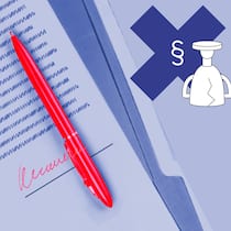 Eingesperrt und zu Unterschrift gedrängt Collage-Illustration mit einer Unterschrift und dem Fehlbefehl-Preis