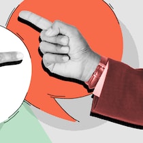 Muss ich dem Chef blind gehorchen? Zwei Männer erheben ihre Hand zu einer mahnende Geste. Im Job dürfen Vorgesetzte etwa verlangen, wie die Arbeit zu erledigen ist, sie dürfen jedoch nicht alles von Gesetzes wegen bestimmen. So ist das Weisungsrecht in der Schweiz rechtlich geregelt