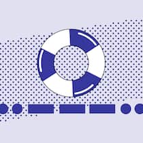 Helfen Sie Menschen in finanzieller Not Illustration von Schwimmring und über SOS als Morsezeichen