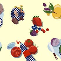 Diese Lebensmittel halten unser Herz länger fit Illustration mit herzgesunden Lebensmitteln