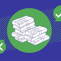Checken Sie Ihren Anspruch auf die 13. AHV-Rente Illustration mit Geldbündel und Checkmark - Der Be-O-Mat liefert eine persönliche Antwort auf Ihre Fragen. Etwa ob Sie berechtigt sind, die 13. AHV-Rente zu erhalten, und wie sich diese berechnet