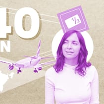 «Wir zahlen insgesamt 2100 Franken Steuern» Illustration Collage Abrechnung, Folge 65: Verkäufer-Ehepaar, Farbversion Violett