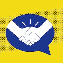 Dem Vater das Autofahren verbieten? Handschlag vor gelbem Hintergrund. Guter Rat ist teuer – nicht so beim Beobachter. Wir stellen Ihnen alle zwei Wochen den beliebtesten Ratgeber vor.