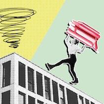 Was tun, wenn das Studium schwerfällt? Collage zum Thema - Weg von der Uni! Oder nicht? Ein Studium kann einem schnell verleiden. Dann heisst es: möglichst rasch handeln. Wir zeigen vier Möglichkeiten auf. - erstellt am 2. Oktober 2025.Bildquellen***Frau mit Bücher: iStock 14397782…