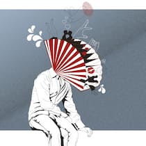 Die Datensammelwut der Migrationsämter Illustration: Mann mit aufgeklappten Aktenablagen als Kopf