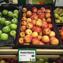 «Frisch» vom letzten Jahr In der Migros: «Marktfrische» Schweizer Äpfel sind ein Jahr alt.