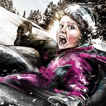 «Wie hätte ich wissen sollen, wie gefährlich das ist?» Illustration: Verängstigtes Kind schlittert auf Gummiring verschneiten Hang hinunter