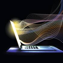 Surfen wir wirklich das Klima kaputt? Stromwellen strömen aus Laptop-Display heraus