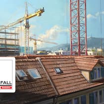 Der Mann, der vom Himmel fiel Beobachter-Podcast «Der Fall». Illustration Baustelle in Zürich