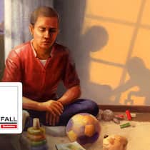 Sterben ohne ein Adieu Illustration Frau mit Brustkrebs sitzt alleine in einem Raum mit Spielsachen vor sich