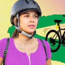 Mit dem E-Bike können Sie auf Waldwegen eine Busse riskieren Frau mit Helm, im Hintergrund ein E-Bike -Elektrovelos sind sehr beliebt. Doch wer aufsteigt, sollte wissen, was erlaubt ist – und wann es eine Busse gibt