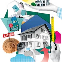 Makelloser Hausverkauf – so gelingts Ein Mann macht ein Handybild von einem Haus, daneben eine Schnecke mit Verkaufsschild, ein klingelndes Handy, eine Hand mit Haus und eine Frau mit Buch. Wann ein Hausverkauf ohne Makler glücken kann.