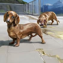 Ganz schön angepisst Illustration Dackel auf Terrasse; Mieterstreit Ganz schön angepisst Ein Vermieter kündigt seinen Mietern, weil deren Hunde ihr Geschäft ständig auf der Dachterrasse hinterlassen. Eine Nachbarschaftsposse, die vor Gericht landet.
