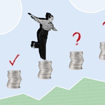 AHV-Maximalrente? Checken Sie, welchen Anspruch Sie nach der Pensionsierung haben Frau springt auf Münz-Stapeln - Was ist mit Begriffen wie Voll- oder Maximalrente gemeint? Und welchen Einfluss hat die 13. AHV-Rente auf die Höhe? Der Beobachter erklärt es mithilfe eines simplen Tools