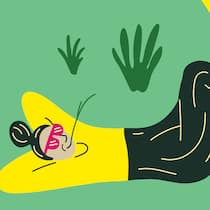 Wer macht eigentlich die ganze Arbeit?! Illu von Person, die vor dem PC liegt - 20 Prozent der Angestellten erledigen 80 Prozent der Arbeit. Was tun eigentlich die andern