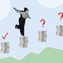 Finden Sie heraus, ob sie Anspruch auf die Maximalrente haben Frau springt auf Münz-Stapeln - Was ist mit Begriffen wie Voll- oder Maximalrente gemeint? Und welchen Einfluss hat die 13. AHV-Rente auf die Höhe? Der Beobachter erklärt es mithilfe eines simplen Tools