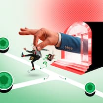 Kurz vor der Rente entlassen? So retten Sie Ihre Altersvorsorge Illustration: Grosse Hand spediert älteren Angestellten vor die Tür - Wer kurz vor der Pensionierung den Job verliert, unterschätzt oft, was mit der Altersvorsorge passiert. Der Beobachter zeigt vier Varianten auf