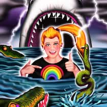 Seien Sie optimistisch – aber übertreiben Sie es nicht! Lachende Person vor einem Hai - Optimisten leben länger, sind gesünder und widerstandsfähiger. Die gute Nachricht: Auch Sie können Zuversicht trainieren. Aber Achtung: Zu viel davon kann schädlich sein