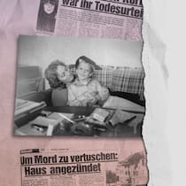 Warum wir jetzt True Crime erzählen collage mit Fotos und Zeitungsausschnitten - Sascha ist sieben Jahre alt, als er seine Mutter verliert. Und mit ihr die Chance auf ein ganzes Leben. Unser neuer Podcast «Overkill»: ein ungelöster Mord und seine Opfer