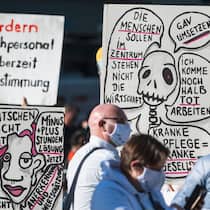 Der schlechte Lohn ist nicht ihr grösstes Problem Demo des Pflegepersonals für bessere Arbeitsbedingungen auf dem Bundesplatz in Bern am 31. Oktober 2020