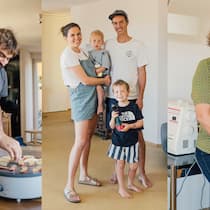 Nachbarschaftlich teilen Nehmen die Leihbörse im «Vogelsang» begeistert in Anspruch: Lukas Gamper, Familie Mollekopf und Esther Brühwiler (von links)