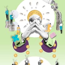 Investoren aus dem Ausland schröpfen Schweizer Patienten Illustration mit Geld und Investoren - Wenn Finanzinvestoren Arztpraxen übernehmen, geht es um Profit statt um Patienten – und das auf Kosten aller Prämienzahler