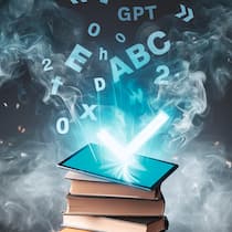 ChatGPT und Co. haben die Schulzimmer erobert KI-Bild mit Büchern und Lettern - Wie Lehrpersonen die neuen KI-Tools einsetzen, um Schülerinnen und Schüler zu motivieren – und kritisches Denken zu fördern