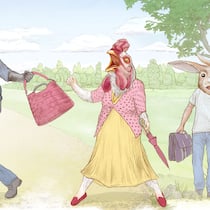 Ein Raub und seine Folgen Ein Wolf versucht, einer Henne die Tasche zu entreissen. Welche Folgen hat ein Strafverfahren für Beschuldigte, Opfer, Zeugen und Co.?
